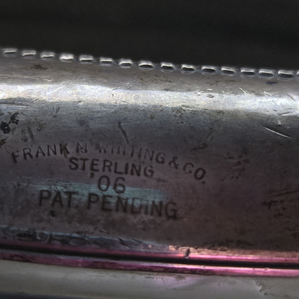 Sterling Silver and Glass Wine Bottle Coaster / Trinket Dish 7" Frank Whiting Co - Picture 11 of 12